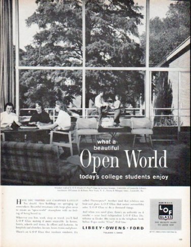 1961 Libbey * Owens * Ford Glass Ad "Open World"