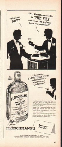 1948 Fleischmann's Gin Ad "Not just dry"