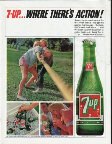 1965 7-Up Ad "Where There's Action"