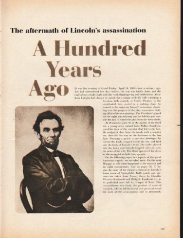 1965 Lincoln Assassination Article "A Hundred Years Ago"