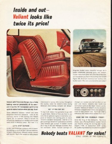 1962 Chrysler Valiant Ad "Inside and out" ~ (model year 1962)