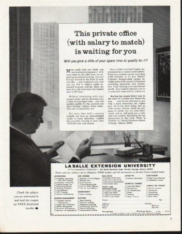 1965 LaSalle Extension University Ad "This private office"