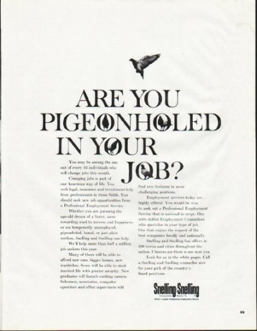 1965 Snelling and Snelling Ad "Pigeonholed"