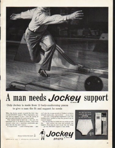 1961 Jockey Briefs Ad "Jockey support"