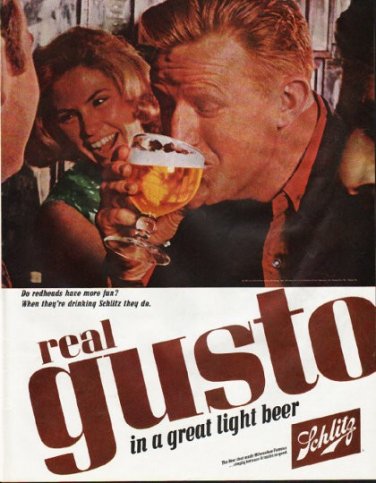1965 Schlitz Beer Ad "Do redheads have more fun?"