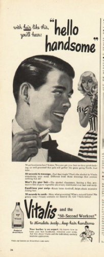 1948 Vitalis Ad "hello handsome"
