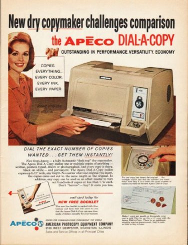 1965 Apeco Dial-A-Copy Ad "dry copymaker"