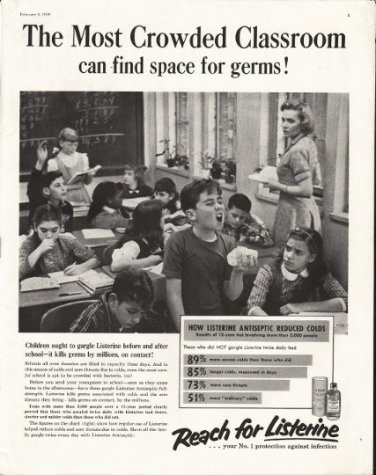 1958 Listerine Ad "Crowded Classroom"