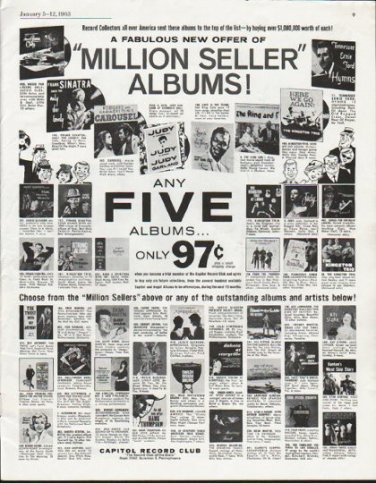 1963 Capitol Record Club Ad "Million Seller"