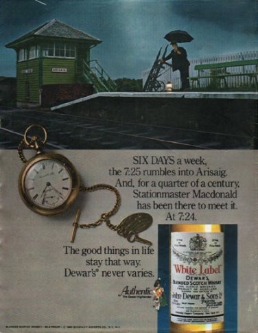 1980 Dewar's Blended Scotch Whisky Ad "Six Days"