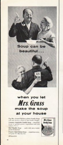 1961 Mrs. Grass Soup Ad "Soup can be beautiful"