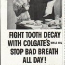 1958 Colgate Toothpaste Ad "stop bad breath all day"