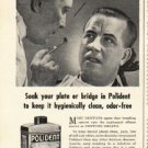 1948 Polident Denture Cleaner Ad "False Teeth?"