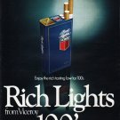 1980 Viceroy Cigarettes Ad "Rich Lights"