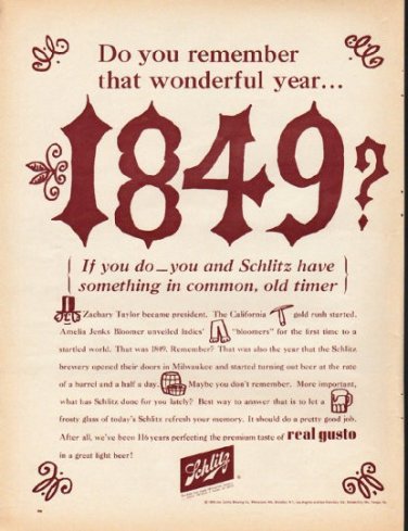 1965 Schlitz Beer Ad "Do you remember that wonderful year"