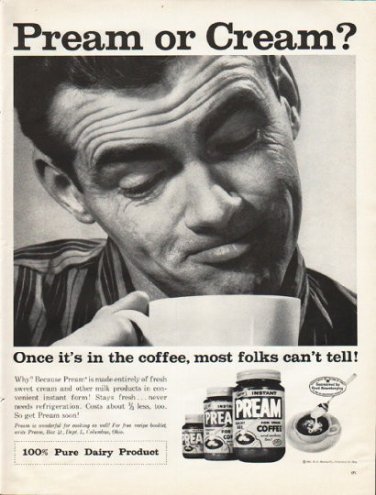1961 Pream Ad "Cream?"