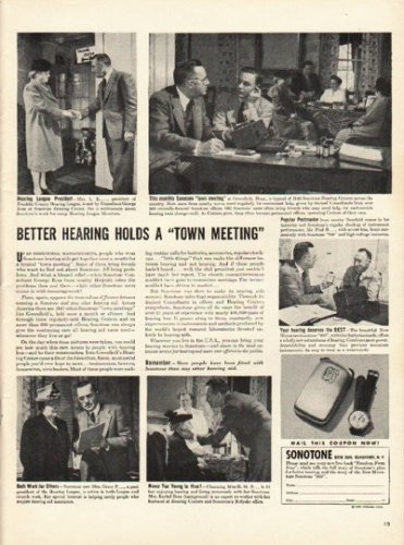 1948 Sonotone Hearing Aid Ad "Better hearing"