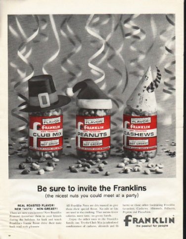 1961 Franklin Peanuts Ad "invite the Franklins"