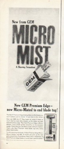 1961 Gem Razor Ad "Micro Mist"