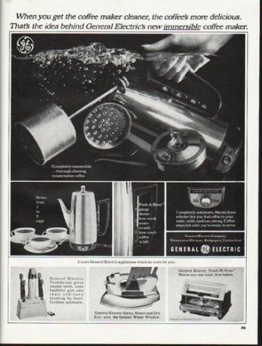 1965 General Electric Ad "get the coffee maker cleaner"