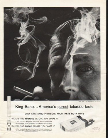 1961 King Sano Cigarettes Ad "purest tobacco taste"