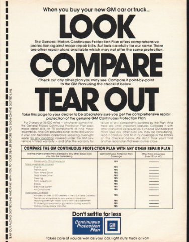1980 General Motors Ad "Continuous Protection Plan"