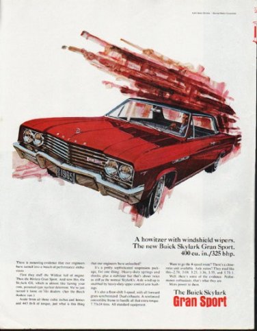 1965 Buick Skylark Ad "howitzer with windshield wipers" ~ (model year 1965)