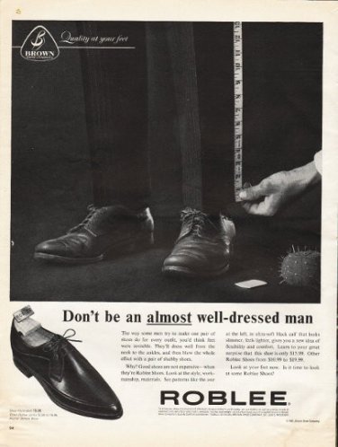 1961 Roblee Shoes Ad "almost well-dressed man"