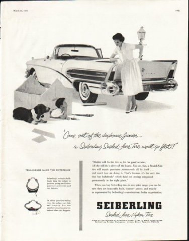 1958 Seiberling Tires Ad "Come out of the doghouse"