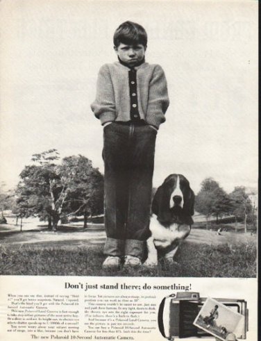 1961 Polaroid Camera Ad "Don't just stand there"