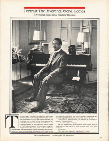 1980 Reverend Peter J. Gomes Article ~ By Anne Fadiman