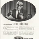 1958 Warren's Printing Papers Ad "your presence"