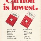 1980 Carlton Cigarettes Ad "lowest."