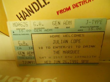 julian cope 1991 marquee club nyc EX used ticket stub #3
