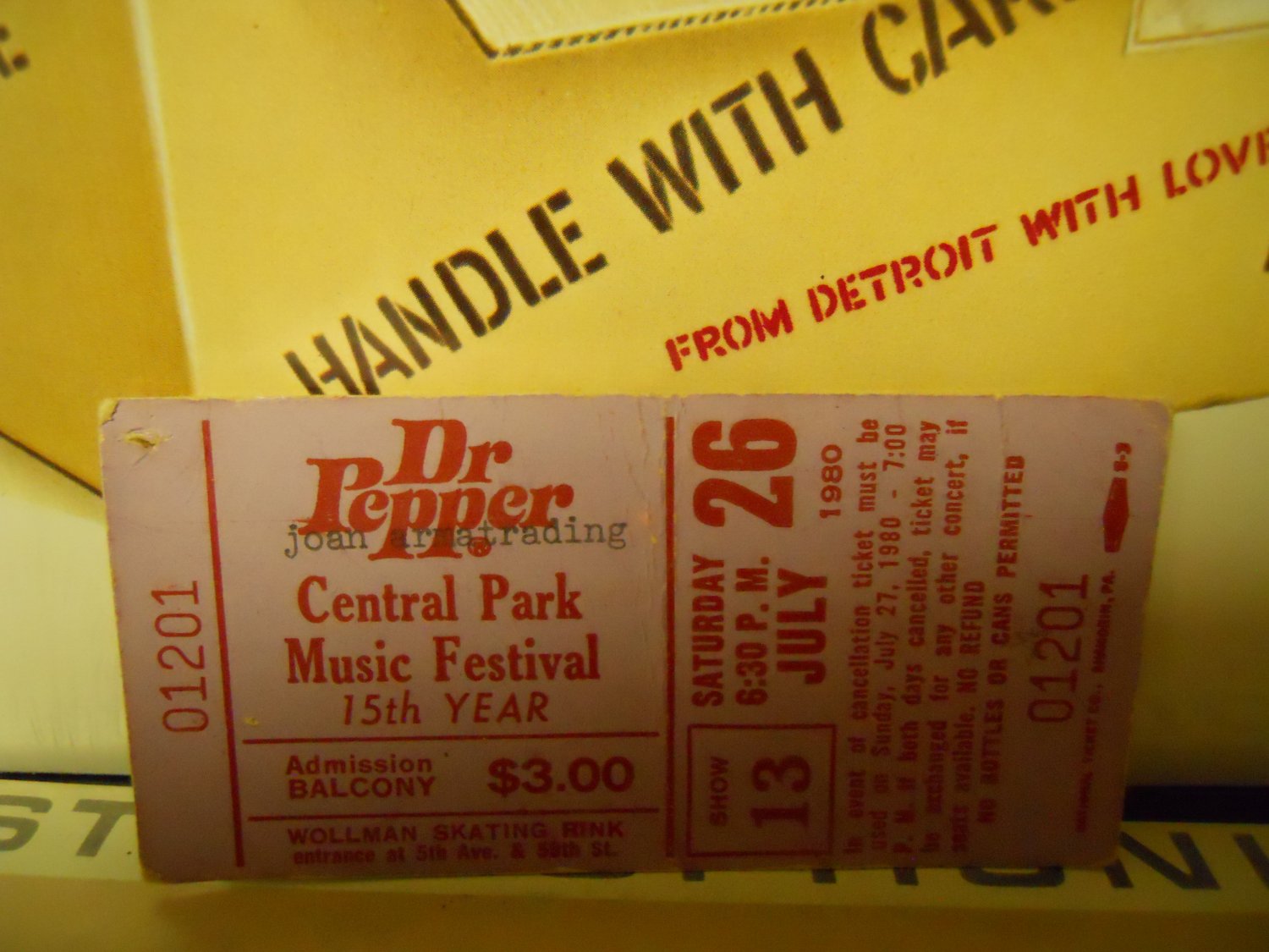joan armatrading ex unused 1980 new york central park ticket