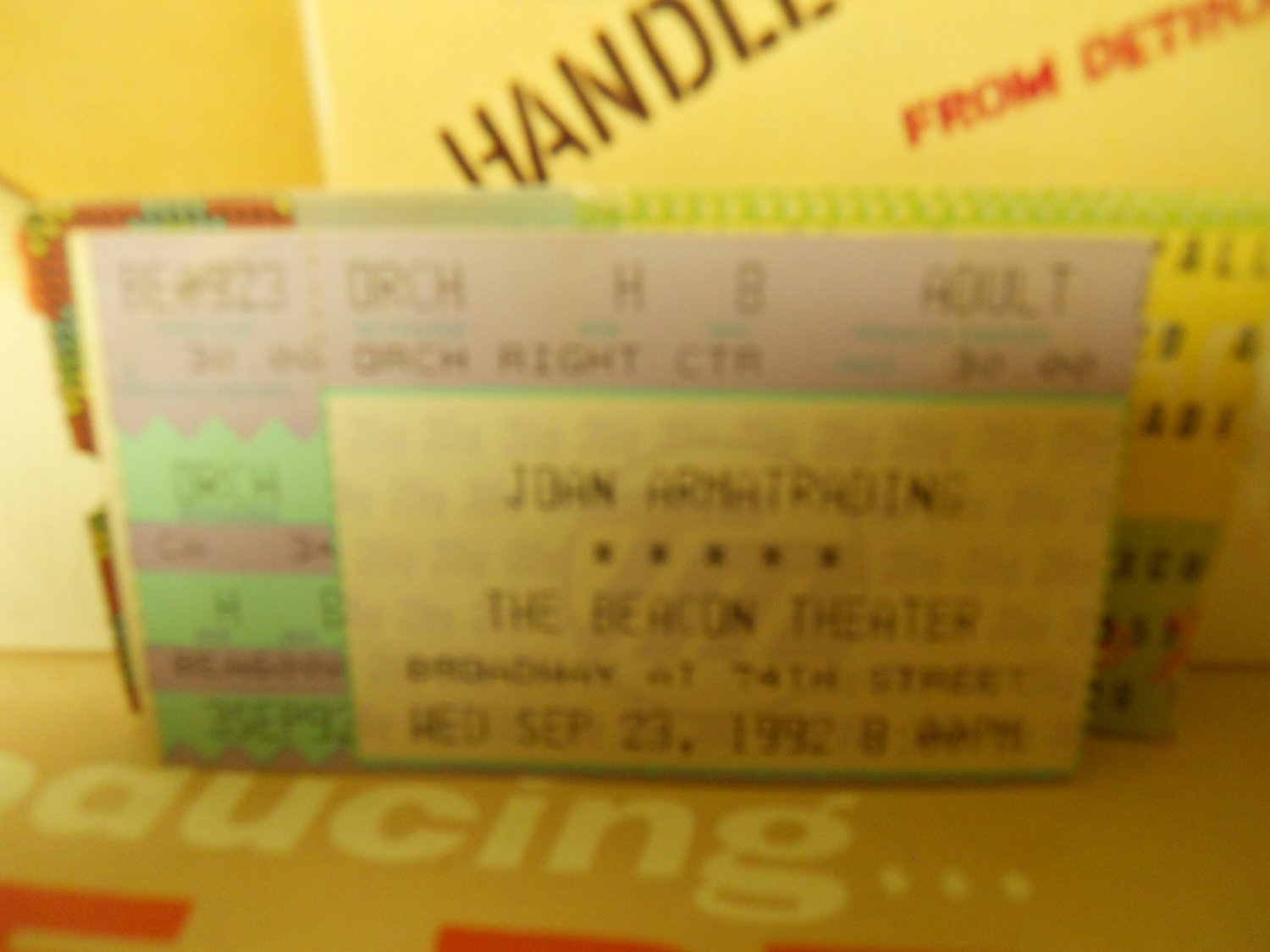 joan armatrading ex 1992 beacon theater new york ticket stub