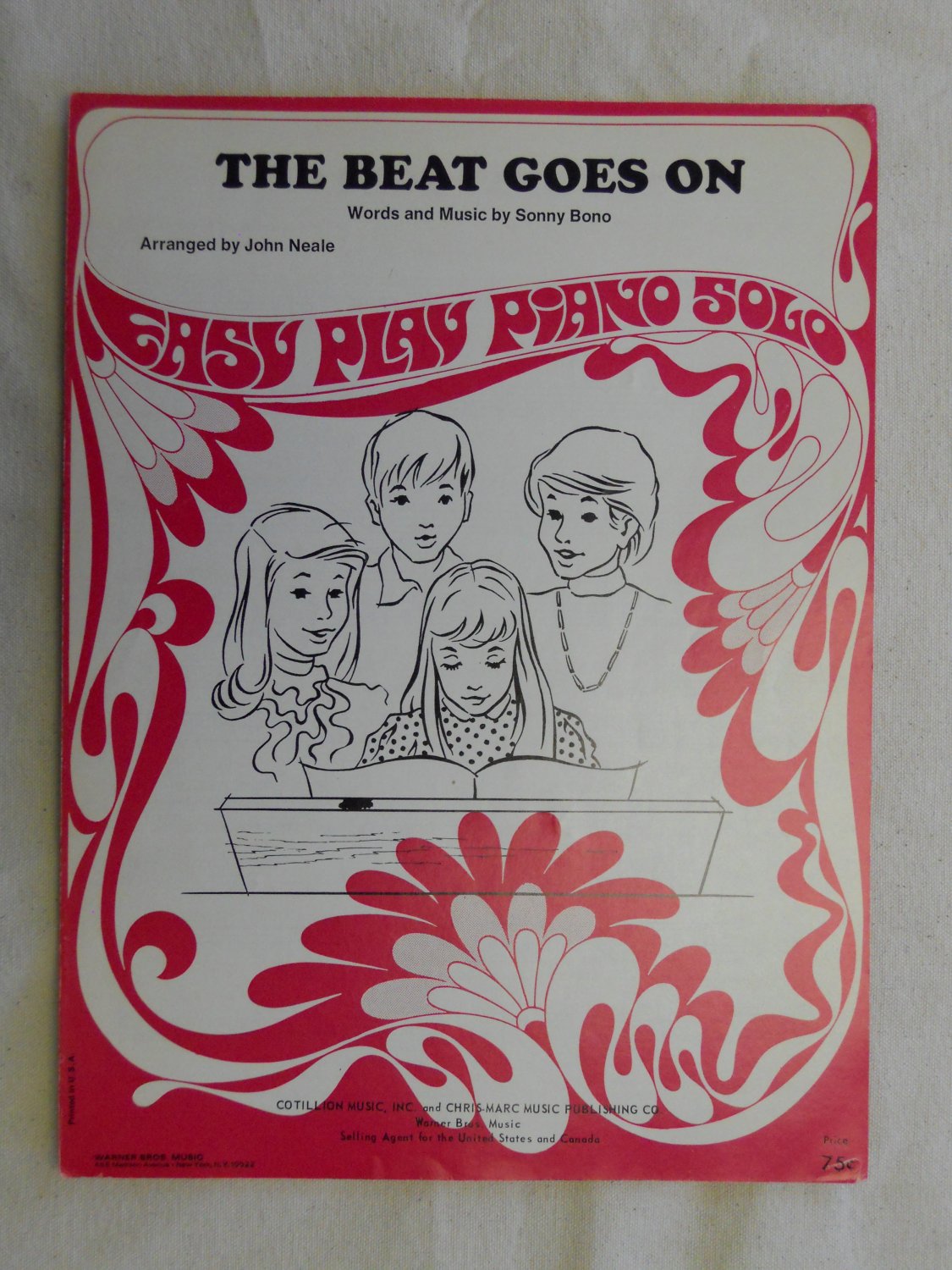 sonny & cher the beat goes on original 1967 piano ps sheet music