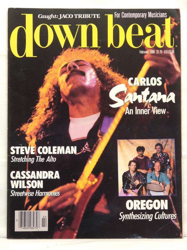 Down beat jazz Magazine Feb1988 Carlos Santana Jaco Pastorius