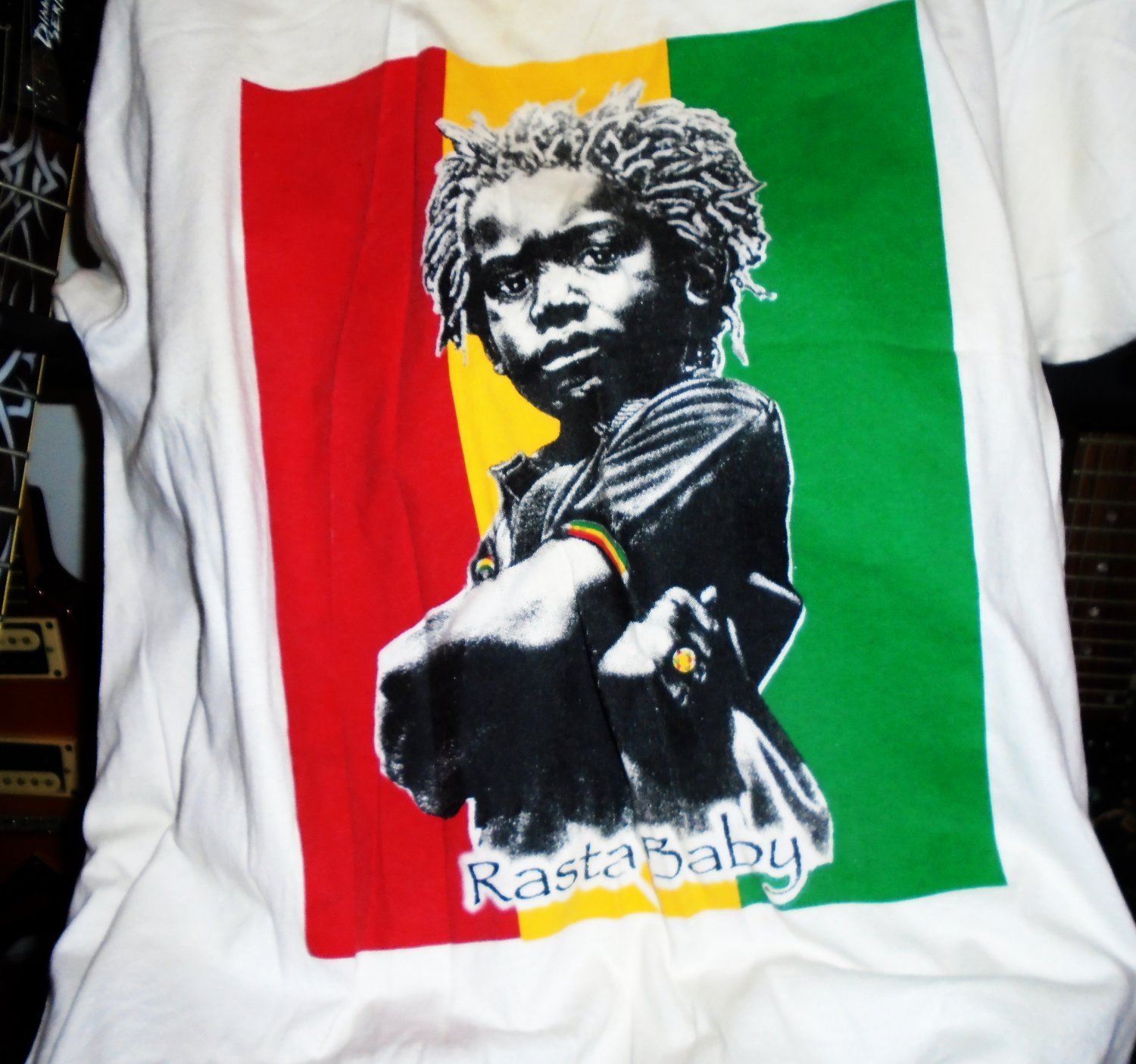 rasta baby vintage 1980 xl reggae logo tee -jamaica