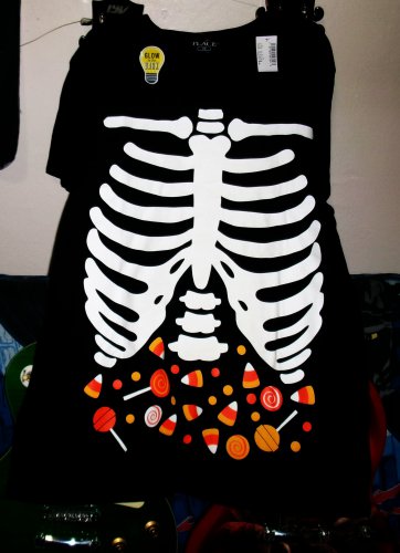 skeleton glow in the dark human rib cage L tee - spooky halloween goth punk