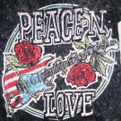 peace n love S -M woman 100% organic tee red & white sparkle logo tee - rock art