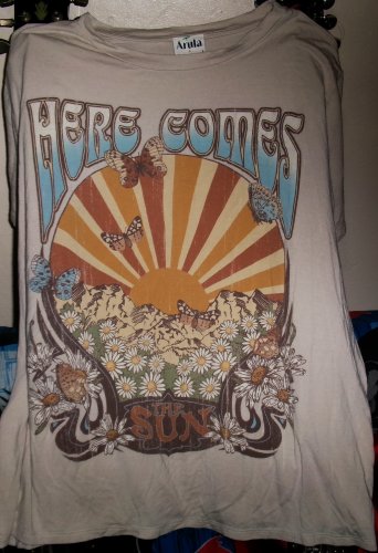 beatles here comes the sun song title xl women tee - abbey road george taxman