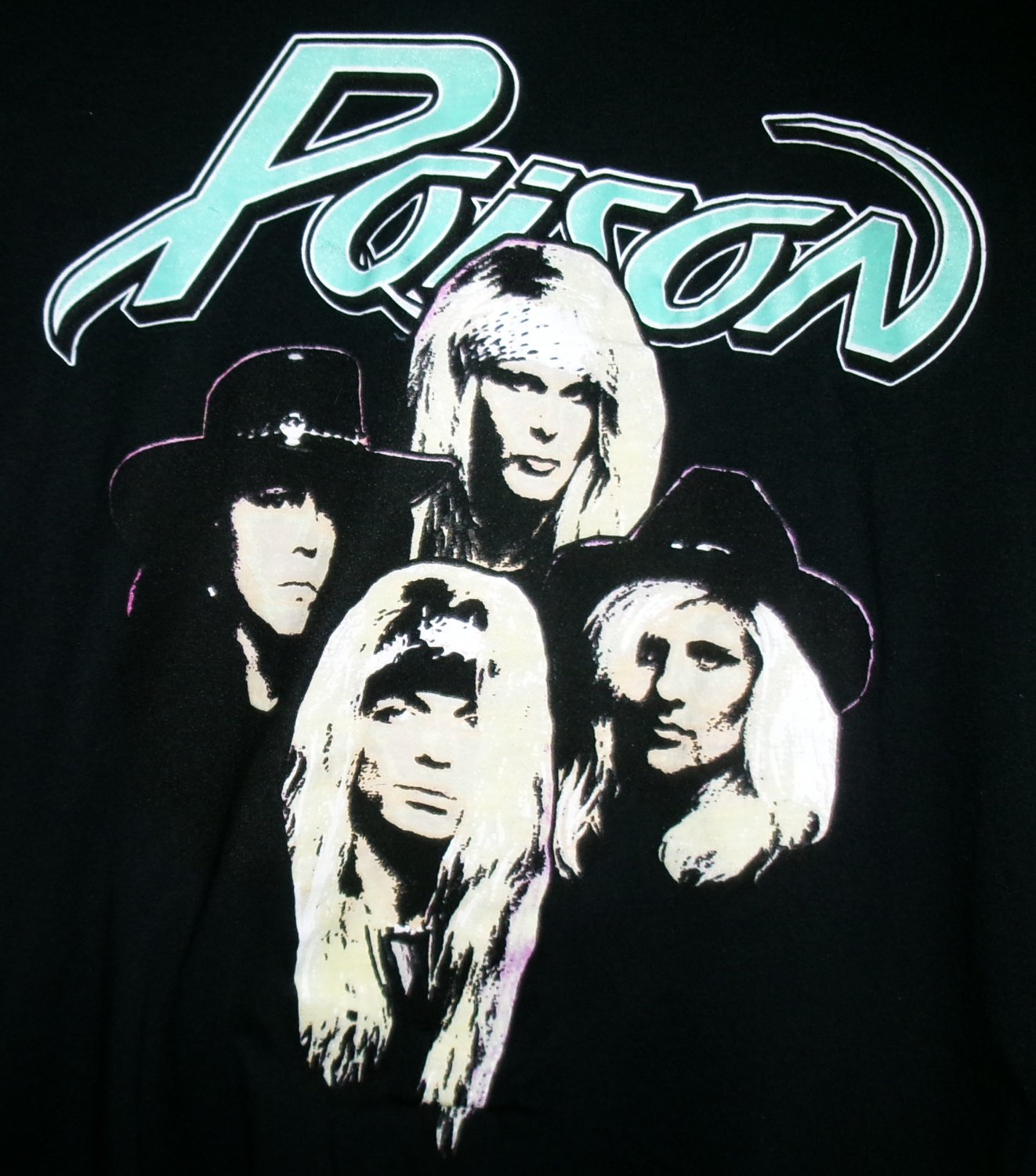 poison band logo official woman m tee - glam hard rock bret michaels play dirty