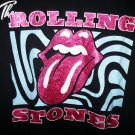 rolling stones new official long pink sparkle L w beack/over pants tee - jagger keith