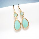 Beach Theme Wedding Something Blue Gold Bridesmaid Earrings E046