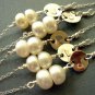 Initial Pearl Bridesmaid Sterling Silver Bracelet - Monogram Wedding Gift