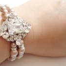 Great Gatsby Wedding Bridal Swarovski Pearl Cubic Zirconia Bracelet