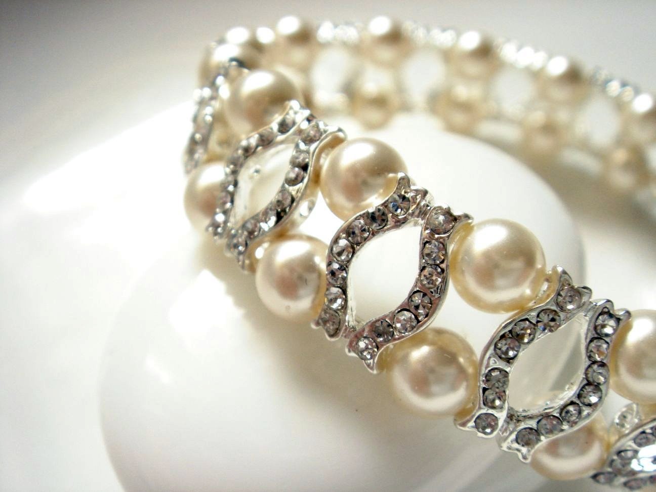 Art Deco Bracelet - Vintage Style Bridal Swarovski Pearl Bracelet