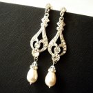 Long Bridal Swarovski Pearl Earrings - Theme Wedding E031