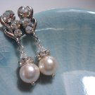 Swarovski Rose Bridal Pearl Earrings - Romantic Flower Wedding E032